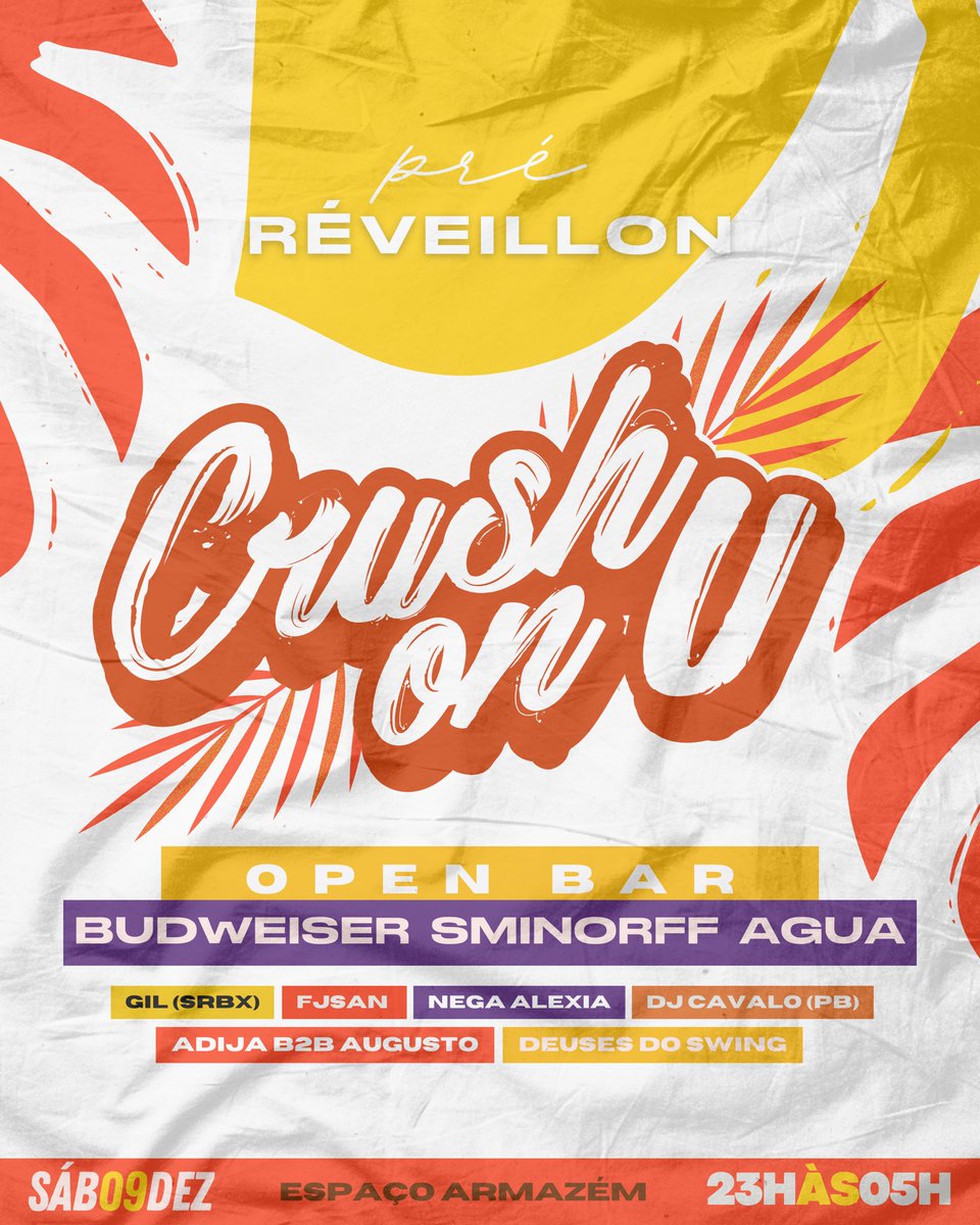 festacrushonu's tweet photo. Crush On U! #PréRéveillon OPEN BAR!

✨ O Open Bar mais beijoqueiro de Maceió está de volta e o nosso Pré-Réveillon vem com tudo!

🍻 Confira o Open Bar: Budweiser, Sminorff Infusions e água gelada para manter a noite longa e hidratada!

🎟️ Vendas em https://t.co/BUvY5wvABq https://t.co/Vch2OHCFYW
