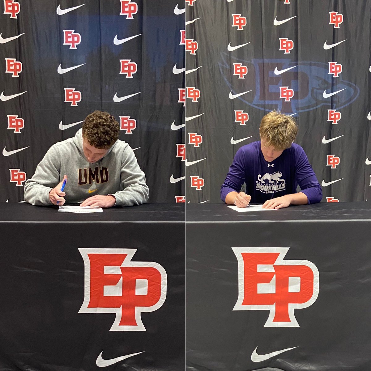 EPActivities's tweet image. Congratulations to these 4 Eagles on signing their National Letter on Intent today!

Brooke Nicklaus - Concordia SP - Lacrosse
Caroline Larsen - Louisville - Swimming
Zach Peta - U of Sioux Falls - Baseball
Nick Thompson - UMD - Baseball