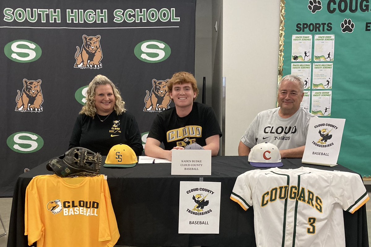 Salina South Baseball (@baseballsalina) on Twitter photo COUGS ➡️ TBIRDS
✅ Multiple All-League Honors
✅ Cougar Community leaders
✅ DUDES
Signed, sealed — but delivery will have to wait until after their Sr. campaign.
Congrats to <a href="/kadenbudke0/">Kaden Budke</a> and <a href="/BradyHoward00/">Brady Howard</a> on signing to continue as student-athletes at the next level. COUGS ➡️ TBIRDS
✅ Multiple All-League Honors
✅ Cougar Community leaders
✅ DUDES
Signed, sealed — but delivery will have to wait until after their Sr. campaign.
Congrats to <a href="/kadenbudke0/">Kaden Budke</a> and <a href="/BradyHoward00/">Brady Howard</a> on signing to continue as student-athletes at the next level.