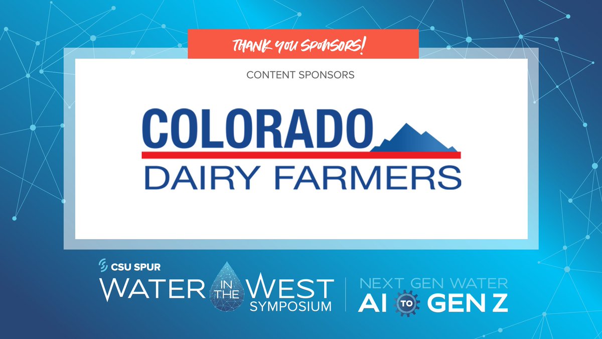 CSUSystem's tweet image. The #CSUSystem would like to thank Colorado Dairy Farmers for their support as Content Sponsor of this year’s #CSUWaterInTheWest symposium!

Tomorrow’s event would not be possible without your partnership.