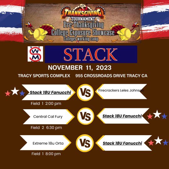 This upcoming weekend, I will be attending the Pre-Thanksgiving College Exposure Showcase in Tracy, CA! Down below is a schedule of our game times for Saturday 11/11: <a href="/Fanucr2/">Fanucr</a> <a href="/CSUMBsoftball/">CSUMBsoftball</a> <a href="/ChicoStateSB/">Chico State Softball</a> <a href="/SOU_Softball/">SOU Softball</a> <a href="/AztecSoftball/">San Diego State Softball</a> <a href="/CSUSMsoftball/">CSUSM Softball</a>