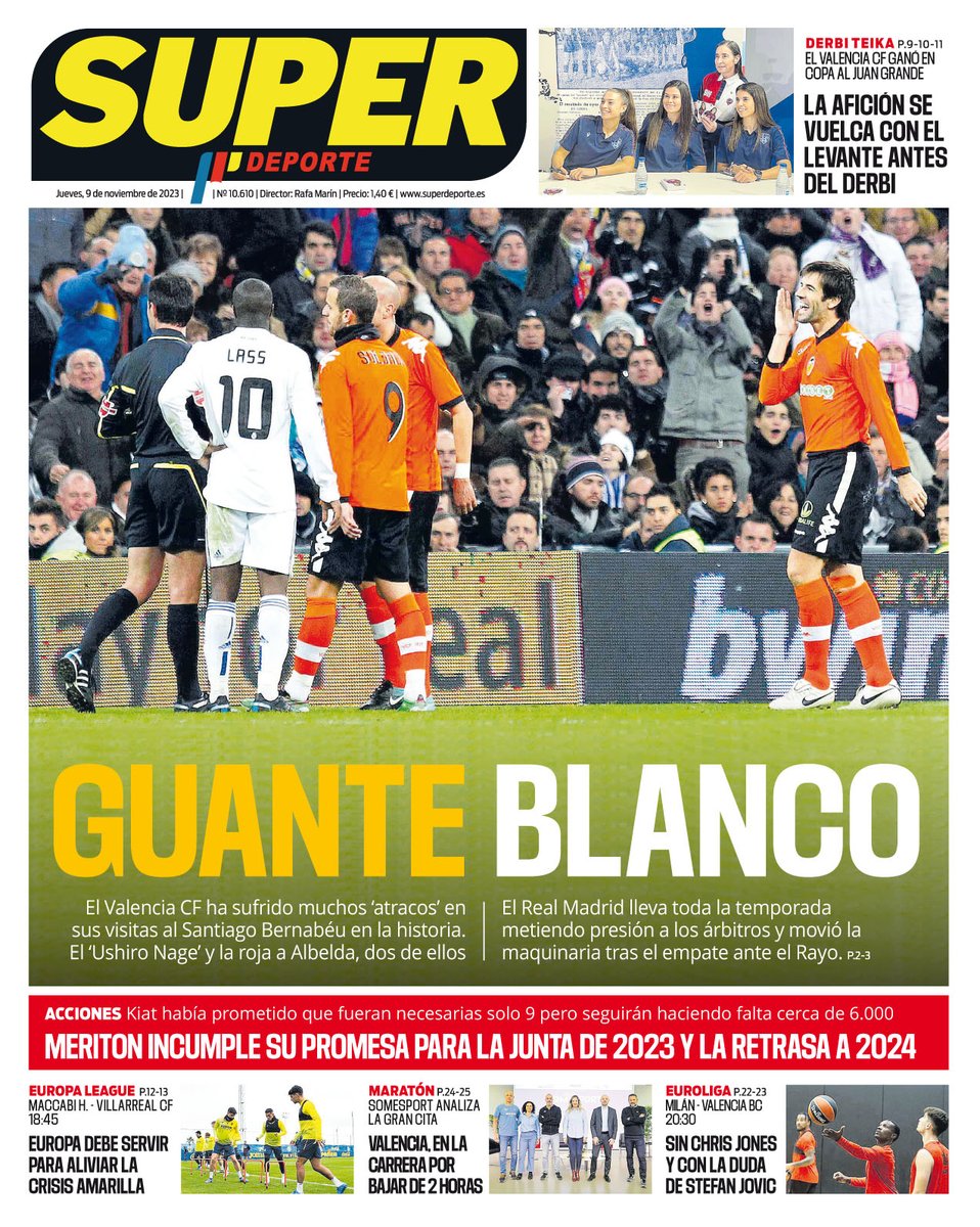 superdeporte_es's tweet photo. Esta es la #SUPERPortada 🗞🆕 de este jueves, 9 de noviembre

'GUANTE BLANCO' 💥

#𝐋𝐚𝐂𝐚𝐬𝐚𝐃𝐞𝐥𝐃𝐞𝐩𝐨𝐫𝐭𝐞𝐕𝐚𝐥𝐞𝐧𝐜𝐢𝐚𝐧𝐨

📍 Clica en el enlace y hazte con tu copia digital

🔗 https://t.co/W6PTAmEmcf 🔗 https://t.co/z762QbsJSe