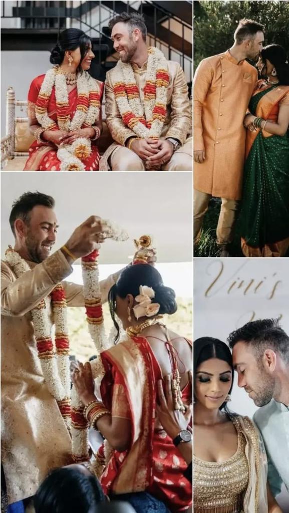 D5241gSatyajeet's tweet photo. Glenn and Vini
Australian cricketer Glenn Maxwell, who delivered one of the most iconic batting performances in World Cup history, got married to Vini Raman in a Tamil style Indian wedding last year. https://t.co/M6oQ6yHqZl