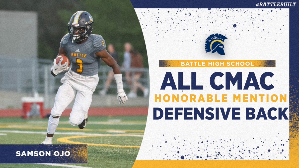 Congratulations to our Battle Spartans Football Players that earned Honorable Mention All-Conference Honors!
De'Avion Ellis - DL
Brandon Cook - OL
Nathan Misslin - OL
Samson Ojo - DB