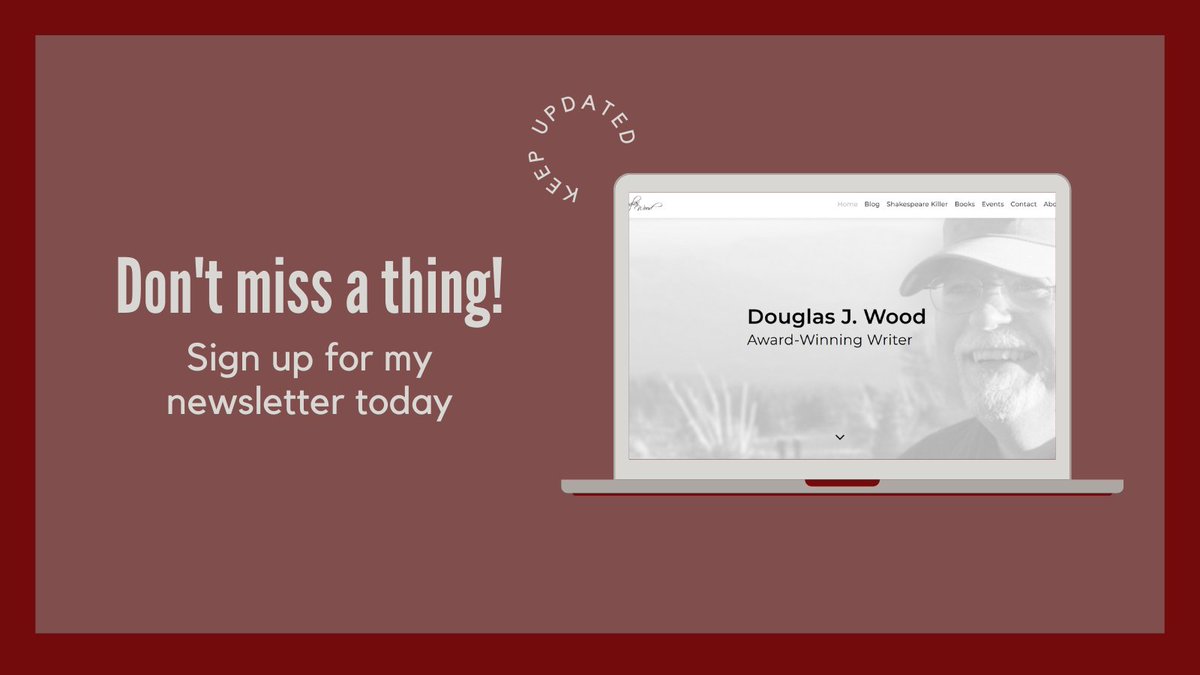 Stay updated on all things new and noteworthy by signing up for my newsletter. See you there! Link below. #AuthorNewsletter #ThingsYouShouldKnowButDont

douglasjwood.com/#:~:text=SIGN%…