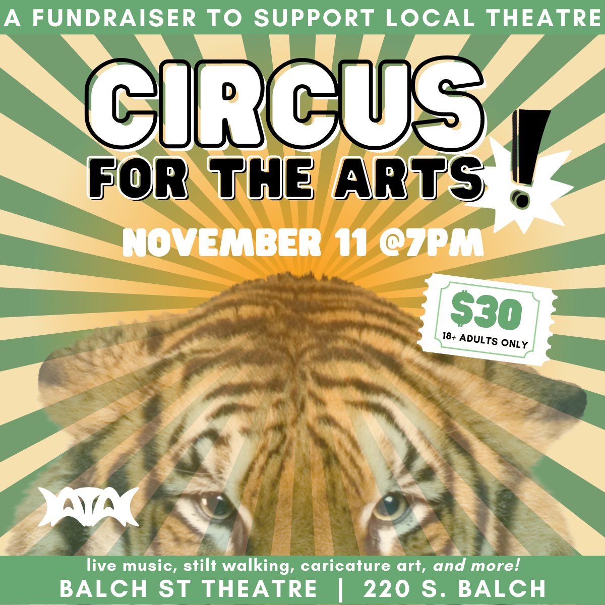 Hey, Akron arts and culture lovers: come to CATAC's “Circus for the Arts” fundraiser. Nov 11 at the Balch Street Theatre for live music (<a href="/CoSWmusic/">Church of Starry Wisdom</a>), stilt walking, caricature art, and more!
 catac-akron.com/circus-for-the…

#CATACCircusfortheArts #akronalternativetheatre