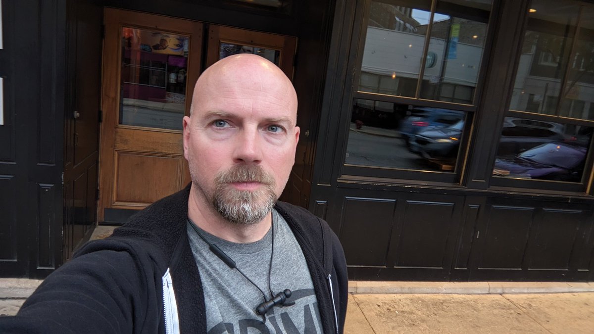 Waiting in line for the <a href="/soundsofyoste/">Yoste</a> concert with my youngest.  Walked up and he was standing outside, and we got to meet him!!  Freaking awesome.  Like morons, we forgot to ask for a picture &lt;facepalm&gt;
Looking forward to his music tho!