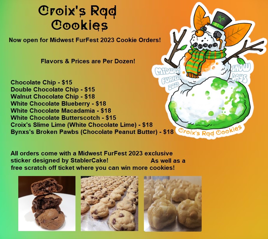 CroixDoku's tweet image. Midwest FurFest 2023 Cookie orders are closing in 2 weeks! I'll be taking orders from October 2nd - November 22nd! I'll only be selling 100 dozen total, so be sure to place your orders quick! Each order comes with an amazing con-themed sticker designed by @STABLERCAKE