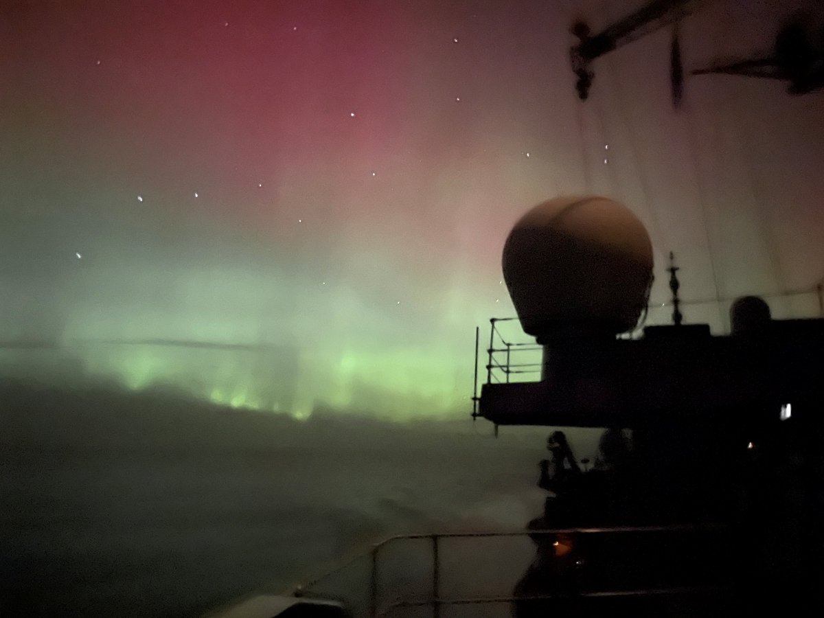 Sailors on board HMS KENT witness the beauty of the Northern Lights. #UKCSG23 #StrongerTogether