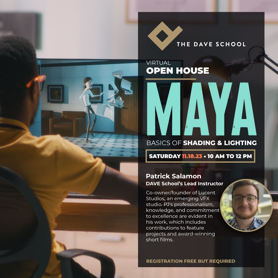 DAVE_School's tweet image. Be ready for our new free Webinar: Learn the Basics of Lighting and Shading in Maya  #vfxschool #gameschool #visualeffectstraining #gameproduction #virtualproduction #animation bit.ly/40tBvis