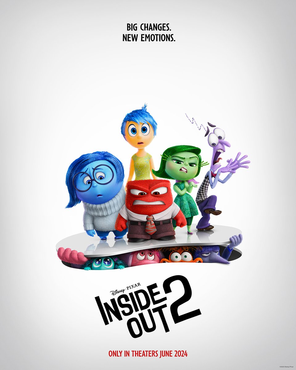 Big changes. New emotions. 👀 Check out the brand new poster for Disney and Pixar's #InsideOut2, only in theaters June 2024.