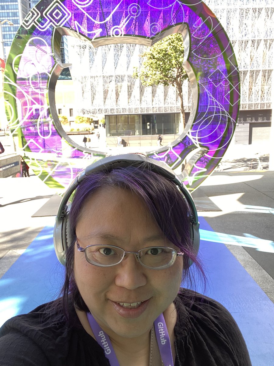 cathyatseneca's tweet photo. the purple in the sign matches the purple in my hair :D.  Seeing some interesting talks on copilot.  definitely need to explore more in that area https://t.co/aw5Tzl2OXV