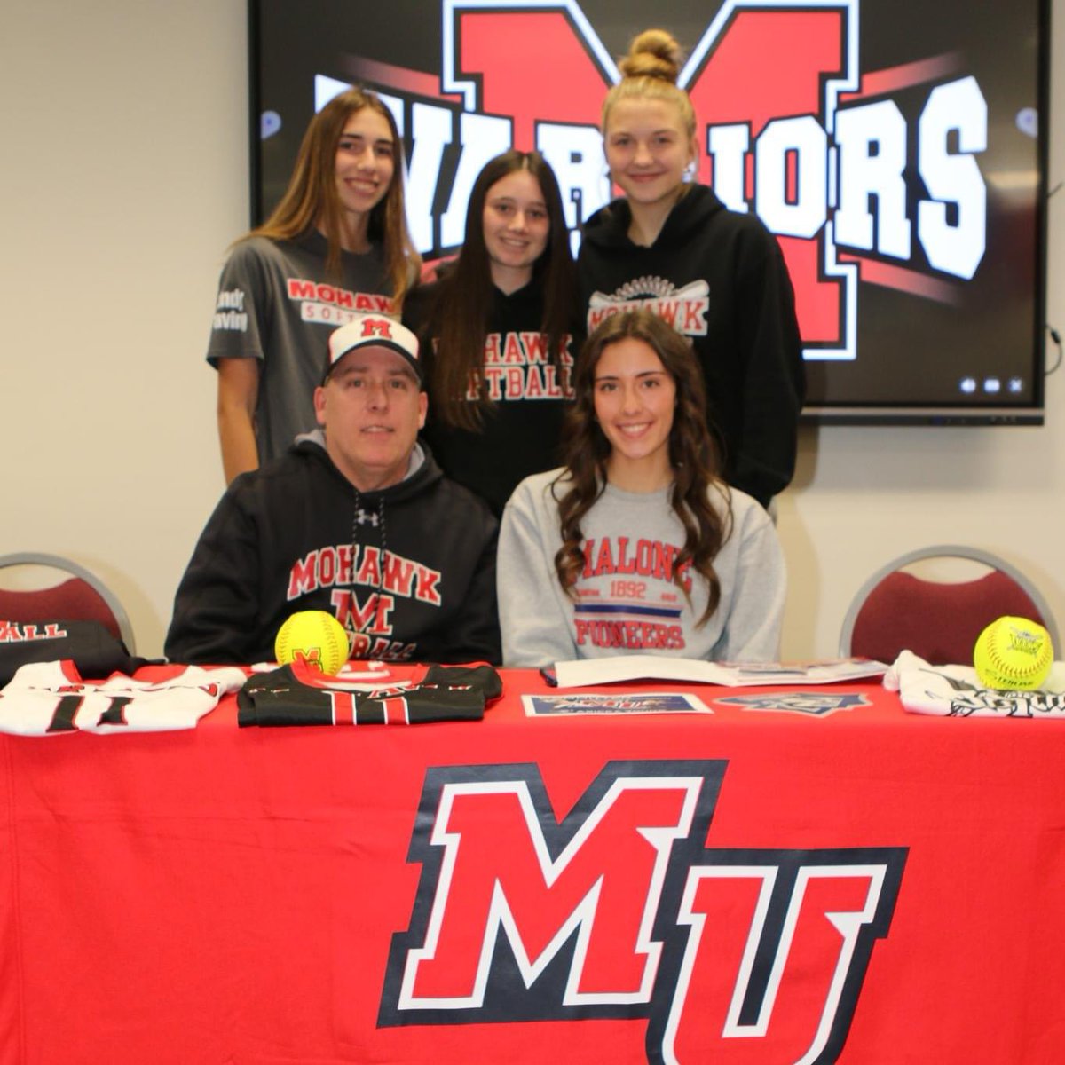 Softball_Mohawk's tweet photo. Congratulations to our #11, Aricka Young '24, for committing to continue her academic and softball careers at Malone University! 
Malone is getting one of the best people, players, teammates, and leaders ❤️🖤 https://t.co/6xGPDy5rTm