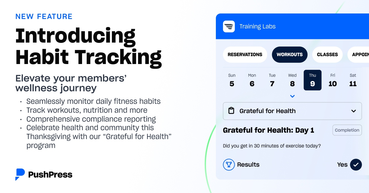PushPress, Inc. (@pushpressapp) on Twitter photo 🎉 It's Here! 🎉
We're excited to announce the launch of Habit Tracking in PushPress Train! 
Get your community started today: help.pushpress.com/en/articles/85…
#pushpress #gymmanagementsoftware #pushpresstrain #habittracking 🎉 It's Here! 🎉
We're excited to announce the launch of Habit Tracking in PushPress Train! 
Get your community started today: help.pushpress.com/en/articles/85…
#pushpress #gymmanagementsoftware #pushpresstrain #habittracking