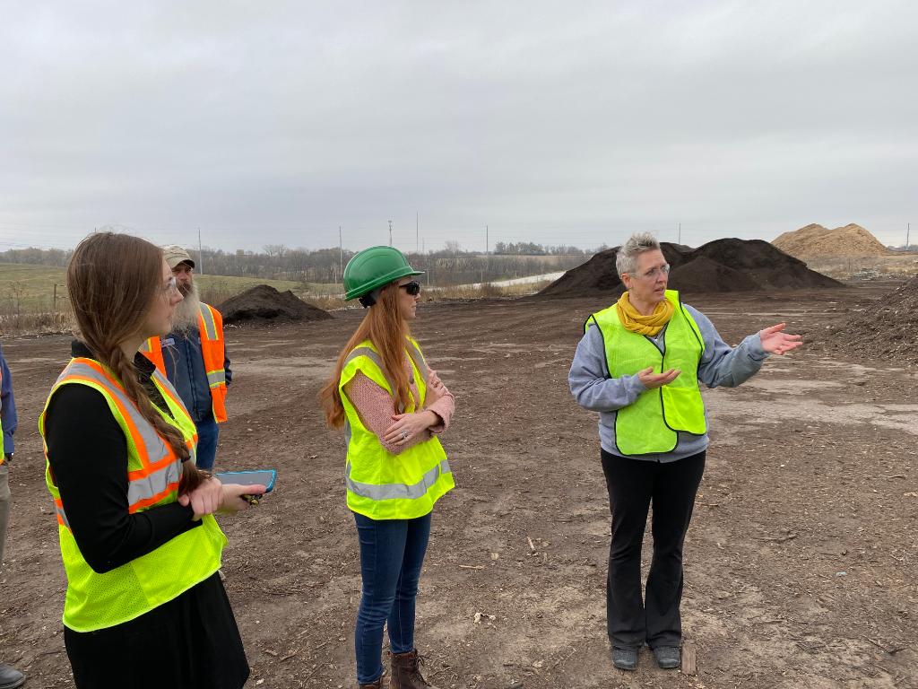 EPAregion7's tweet photo. .@EPAregion7 Administrator Meg McCollister presented Iowa City Mayor Bruce Teague and Iowa City Public Works Director Ron Knoche with a ceremonial check for $4 million during an event celebrating the City's Solid Waste Infrastructure for Recycling (SWIFR) Grant. https://t.co/Ygz2tSDhuG