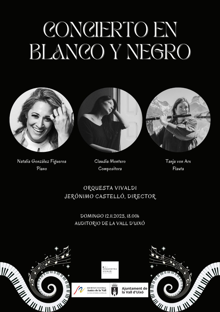 TanjavonArx's tweet photo. Se viene un tremendo concierto en Valencia. Bajo la batuta de @jeronimocasma, @nataliapiano estrenará "Concierto en blanco y negro" de @claudiamontero0. Por mi parte estrenaré la "Milonga Ad-hoc" de Fernando Muslera y de Pablo Aguirre sonará "Distancias".
#gira #concierto #flauta https://t.co/kCR5VcVrKy