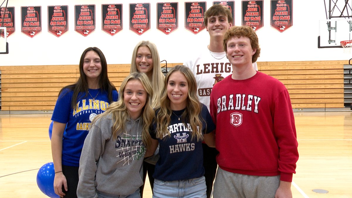 Illini Bluffs with a large group signing today. 6 out of 21 senior athletes moving on with still more to come.

Hank Alvey: Lehigh 🏀
Brooke Buchen: Spoon River College🏐
Reese Cruit: ICC 🏐
Annabelle Fortin: Heartland CC🏐
Lily Luczkowiak: ICC 🏀
Josh Vaughn: Bradley ⚾