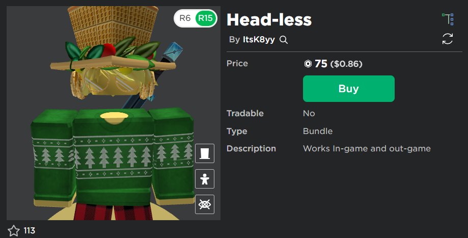 headless head roblox code