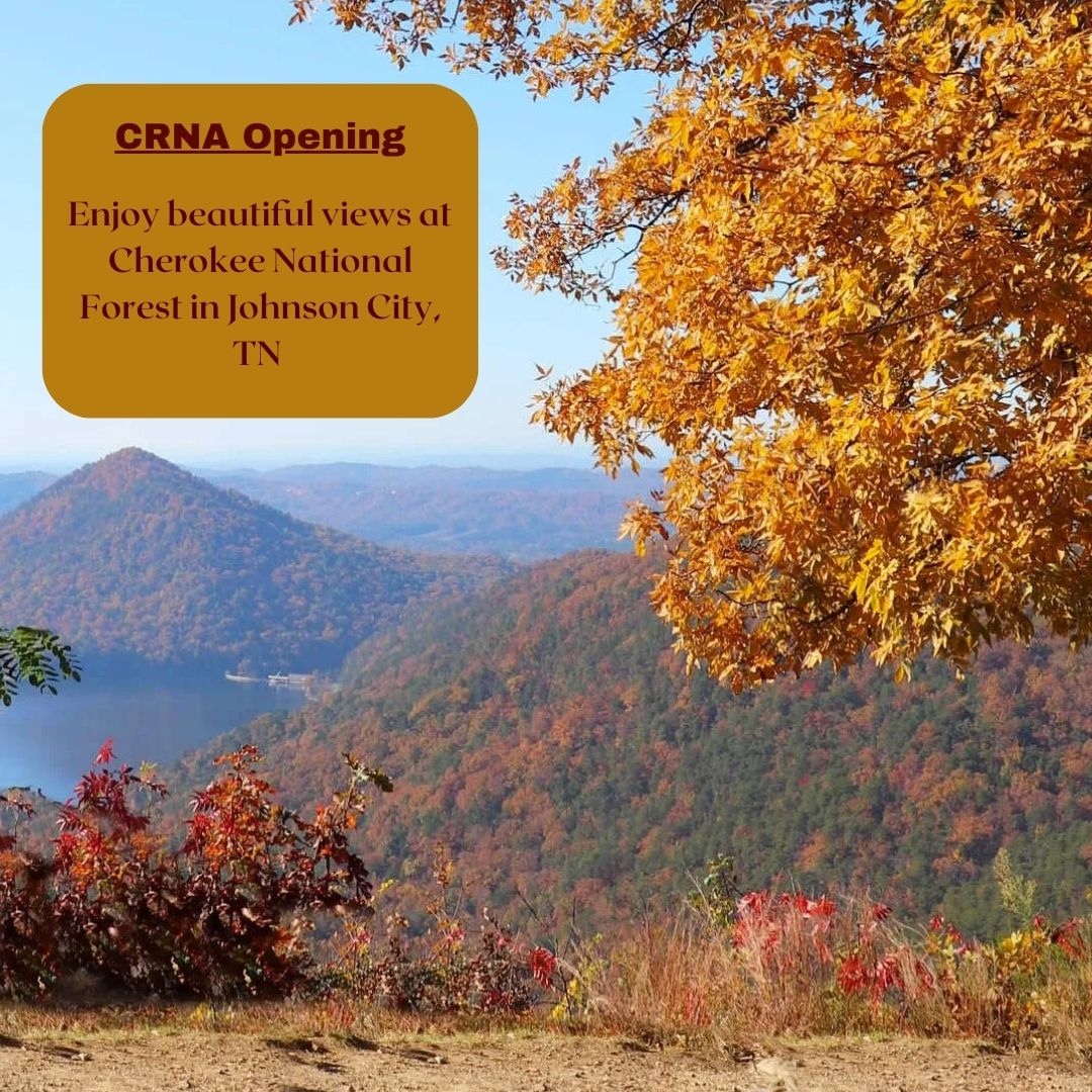 RadarHealth's tweet image. Enjoy Cherokee National Forest in Johnson City, TN with this CRNA Opening! Includes a flexible schedule and call is available if desired. The rates vary from expenses paid to all-inclusive, and there is no income state tax! Contact Braden Neugebauer for more information. #CRNA
