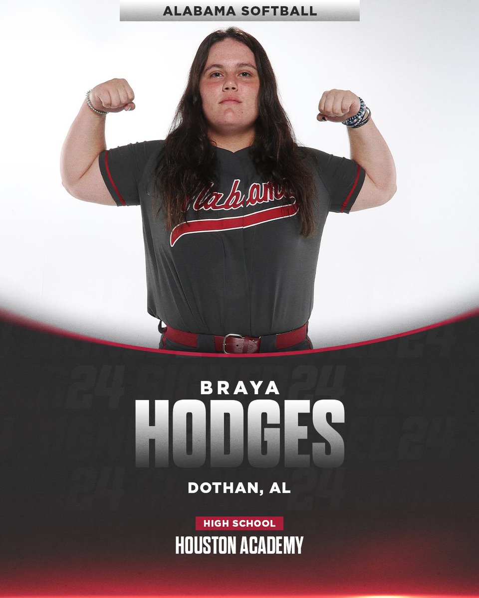 AlabamaSB's tweet photo. Welcome to the Alabama Softball family Braya!

@HodgesBraya 

#BamaSB #RollTide https://t.co/8aYZ6OSCWZ