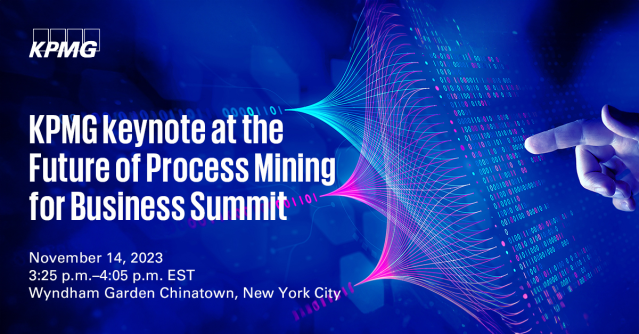 jenmariesd's tweet photo. Join the @KPMG_US keynote “The Evolution of Process Intelligence in Financial Services” at the Future of Process Mining for Business Summit on Nov. 14 at 3:25 pm in New York City. https://t.co/52ZXsibtvx https://t.co/XOOnLwN04D