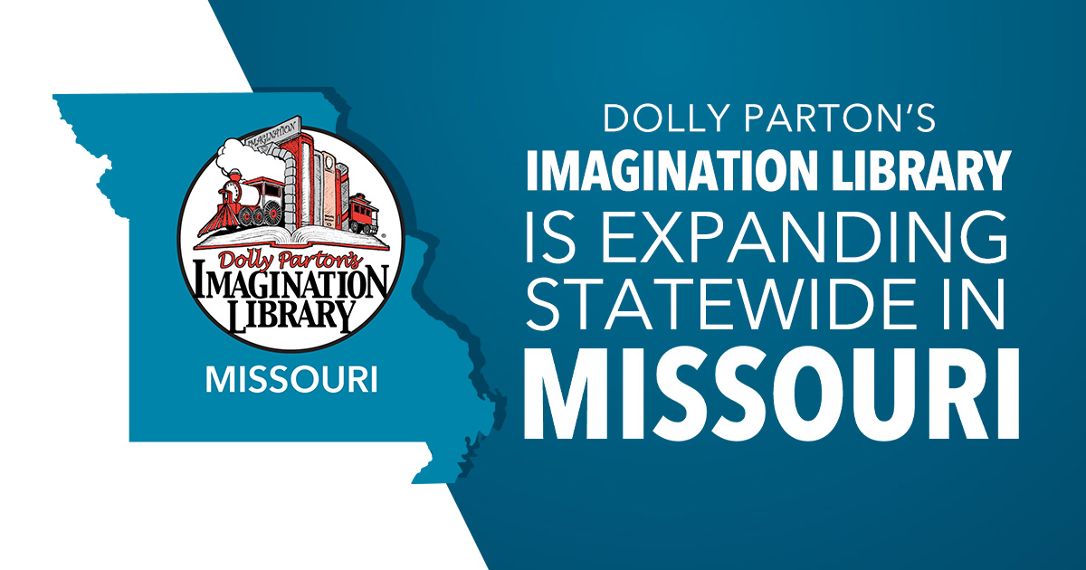 Announcing the statewide expansion of Dolly Parton's Imagination Library in #Missouri! 📚 Now, all children under five in Missouri are eligible for a free book each month, thanks to our wonderful community partners and supporters! Enroll today! bit.ly/3SukLpz