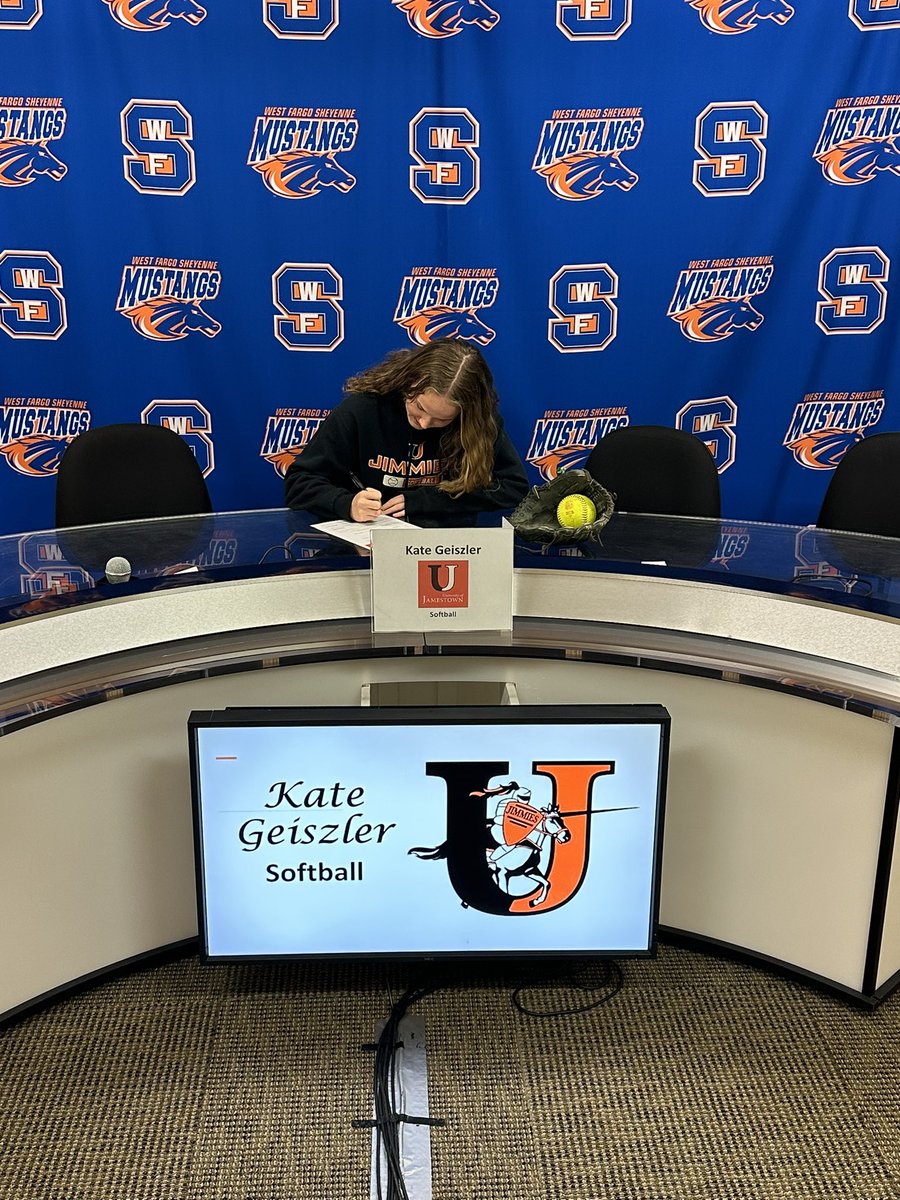 WFMustangAD's tweet photo. So proud of you Kate on signing with the University of Jamestown to continue on with your softball career! Your greatness doesn’t stop when you leave Sheyenne, and we are so excited for you! https://t.co/BanYBPTySP