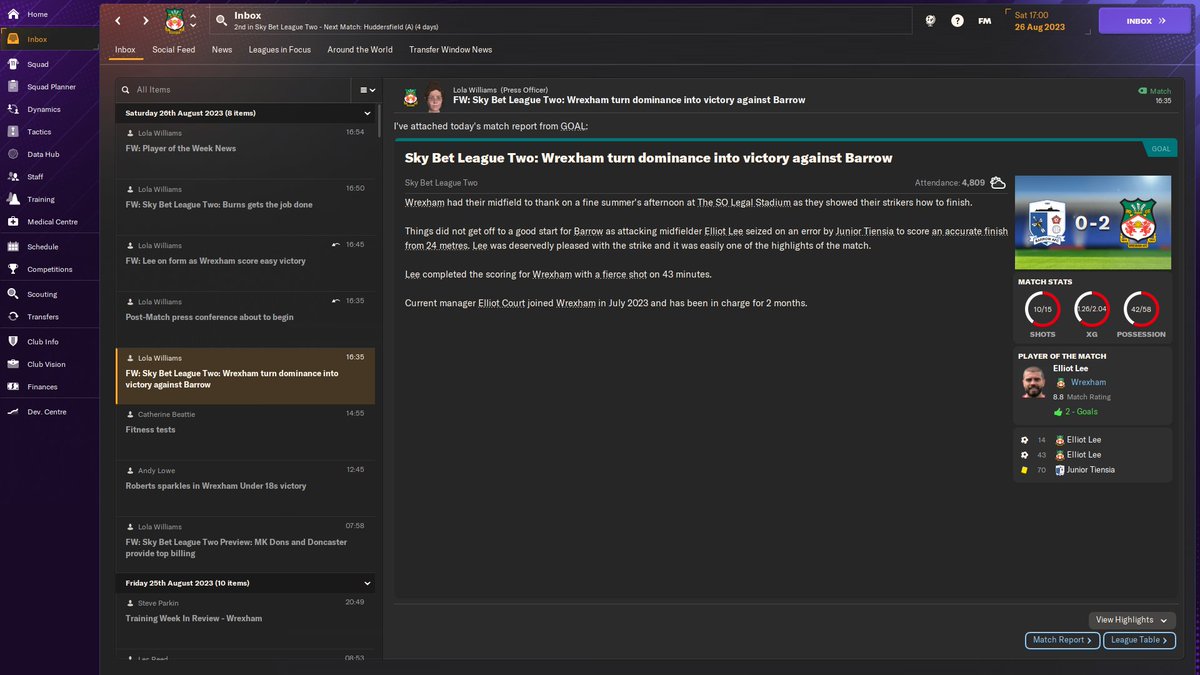 managerjourneys's tweet photo. Elliot Lee!!! Got me over the line in that match, what a player #FM24 #FootballManager2024 https://t.co/o3hLaXiq0L
