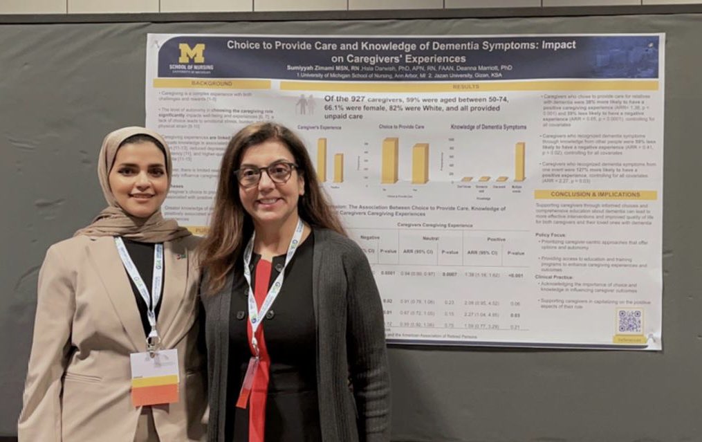 The first step of the journey to become an independent researcher. That first conference and poster is always very exciting. Proud mentor day. Sumiyyah Zimami PhD student at UMSN @mccfad #GSA2023 @UMichNursing