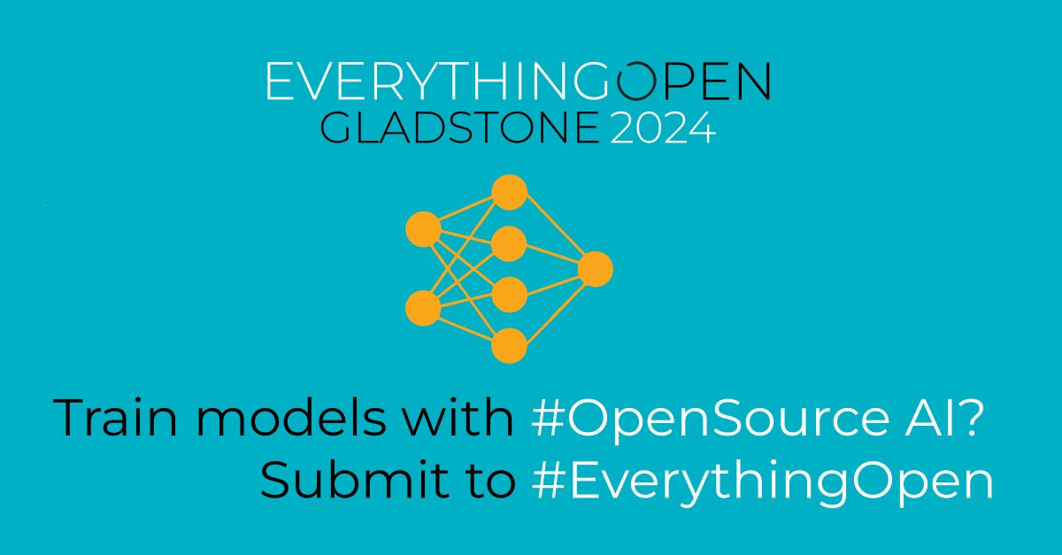Everything Open @everythingopen@fosstodon.org (@_everythingopen) on Twitter photo Work with #OpenSource #FLOSS #AI and #ML tools like <a href="/PyTorch/">PyTorch</a>, <a href="/TensorFlow/">TensorFlow</a>, <a href="/huggingface/">Hugging Face</a> or #OpenData tools like <a href="/OpenRefine/">OpenRefine</a>?
We'd love to hear about your projects - submit to #EverythingOpen, #Gladstone, tropical #Queensland, #Australia in April.
2024.everythingopen.au/programme/prop… Work with #OpenSource #FLOSS #AI and #ML tools like <a href="/PyTorch/">PyTorch</a>, <a href="/TensorFlow/">TensorFlow</a>, <a href="/huggingface/">Hugging Face</a> or #OpenData tools like <a href="/OpenRefine/">OpenRefine</a>?
We'd love to hear about your projects - submit to #EverythingOpen, #Gladstone, tropical #Queensland, #Australia in April.
2024.everythingopen.au/programme/prop…