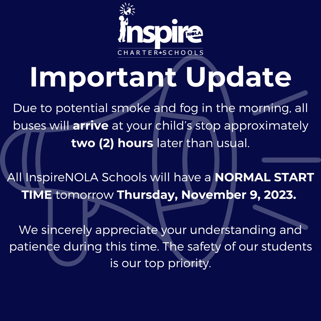WilsonCharter's tweet photo. Thank you for your patience as we continue to deal with low visibility issues. We anticipate that low visibility will occur tomorrow morning (November 9) all buses will arrive at your child's stop about two (2) later than usual. Schools will still be starting at their usual time. https://t.co/3x8rKzPavG