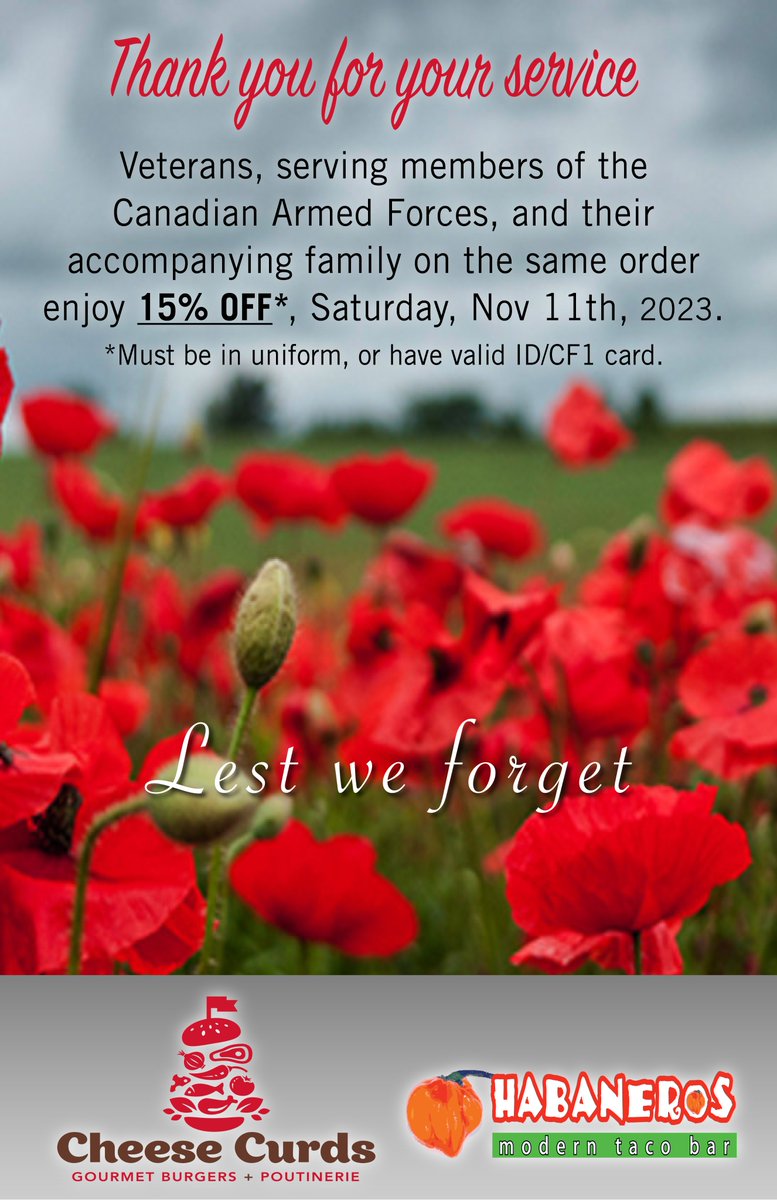 To our Veterans and Canadian Armed Forces personnel, we thank you for your service.

#remembranceday #remembrance #remember #wewillrememberthem #lestweforget #thankyouforyourservice #canadianarmedforces