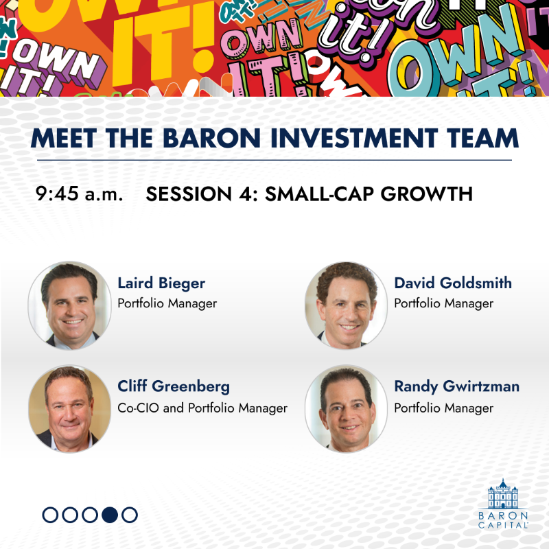 BaronCapital's tweet photo. Meet the Baron Capital Investment Team sessions start at 8:00 a.m. ET.  This is your opportunity to hear directly from Baron Capital's investment professionals about their investment ideas and the Funds they manage. #BaronConference23