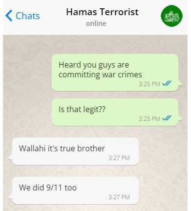 Just asked my top-secret 100% real Hamas source. It’s confirmed: