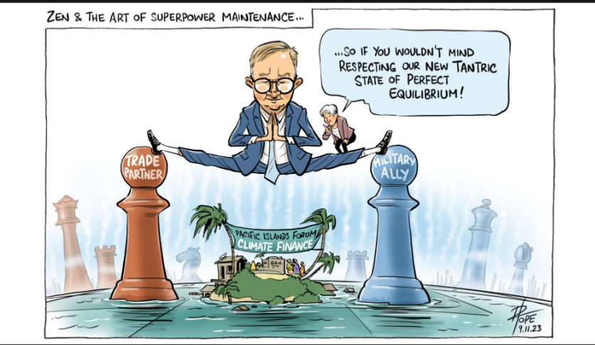 Pacific Islands Forum:  Will we see "long term vision and regional strategy" on #ClimateChange or capitulation to corporate interests? #PIF 

From David Pope, insightful as always. #climatechange
