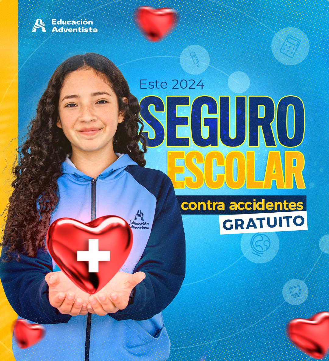 ⛑️ ¡Cuidamos de los tuyos! 🫶🏻 Este 2024 te brindamos una cobertura anual de seguro escolar contra accidentes ¡𝗚𝗥𝗔𝗧𝗨𝗜𝗧𝗢! 🚑💙

#MatrículasAbiertas 📚
📲Escríbenos:  999 690 010
🌐⬇️Obtén más información aquí:
matriculas.educacionadventista.com

#EducaciónAdventista #ColegioAdventista