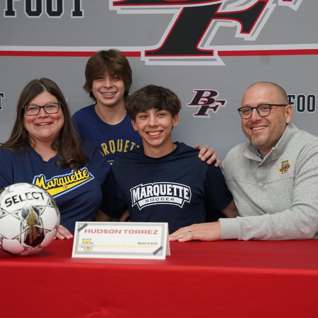 bfathletics's tweet photo. Congratulations to @hudson_torrez for signing his NLI to play Division 1 Soccer at Marquette University! We are so proud of you, Hudson! https://t.co/KvRFfKlpal