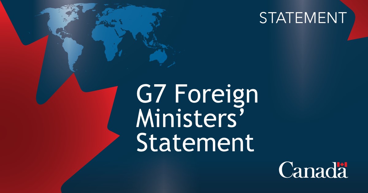 G7 Foreign Ministers’ Meeting Statement: ow.ly/PBff50Q5JU6