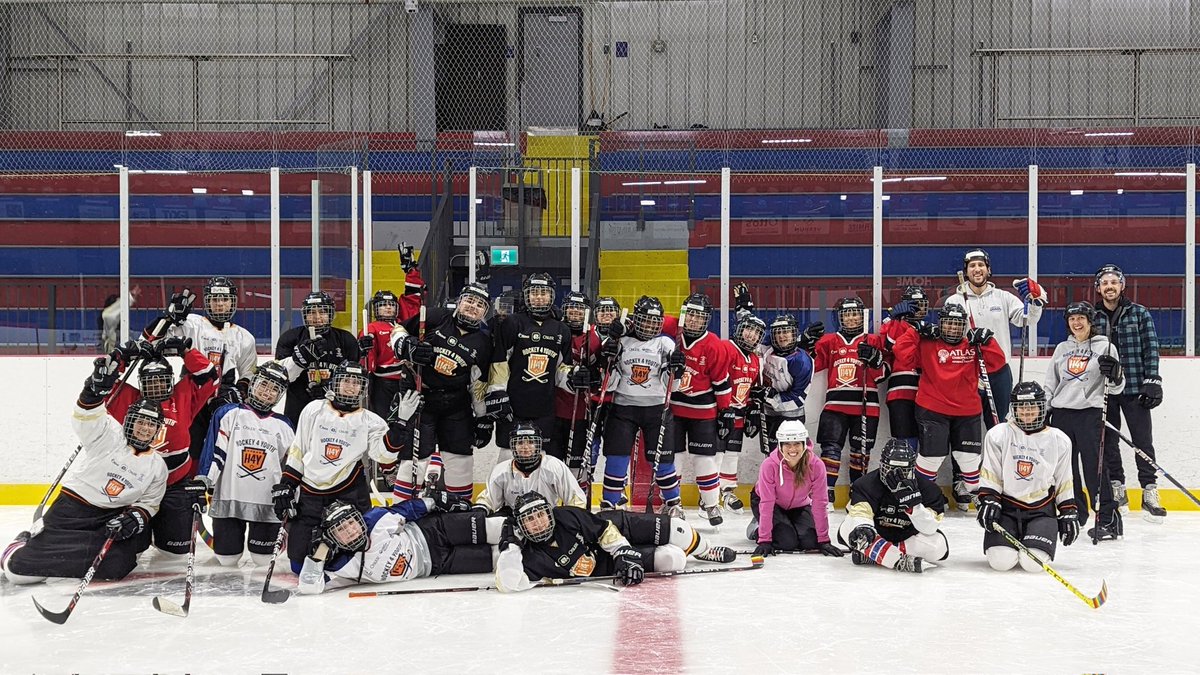 RidgemontHS's tweet photo. Newcomer girls' hockey is back this year! Thanks to @hockey4youth. Lots of returning players and some first timers on the ice finding their balance today 🏒 https://t.co/0eHJJsW1Yu