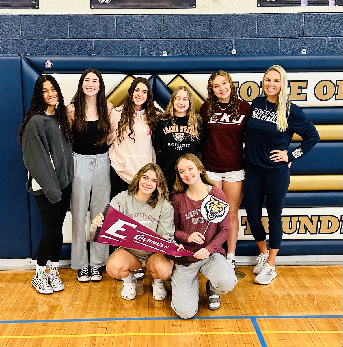 VistaDesert's tweet photo. The program is beyond proud of these two young ladies who signed to play at the next level today!! Congrats Tatum Meinerz and Jenna Werbelow! Eastern Kentucky University and Idaho State University are incredibly lucky to have you!💙⚡️🏐 #excellencethroughperformance https://t.co/hY7ps2hAIG