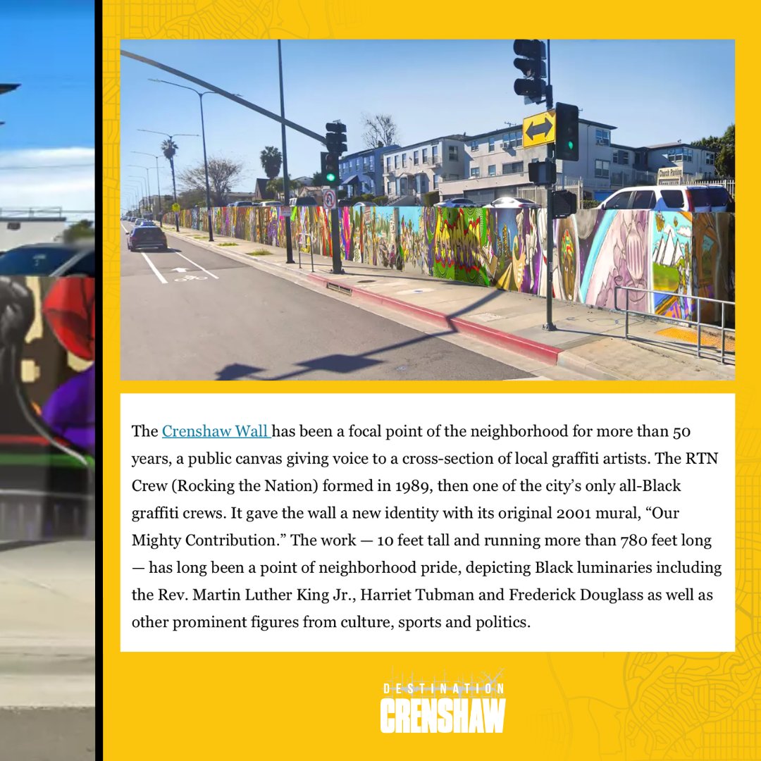We're breathing new life into our history! 🎨✨ The Crenshaw Wall has been an icon in our community for decades and we are excited to announce Destination Crenshaw and the RTN Crew have received the green light to reimagine the iconic Mural.