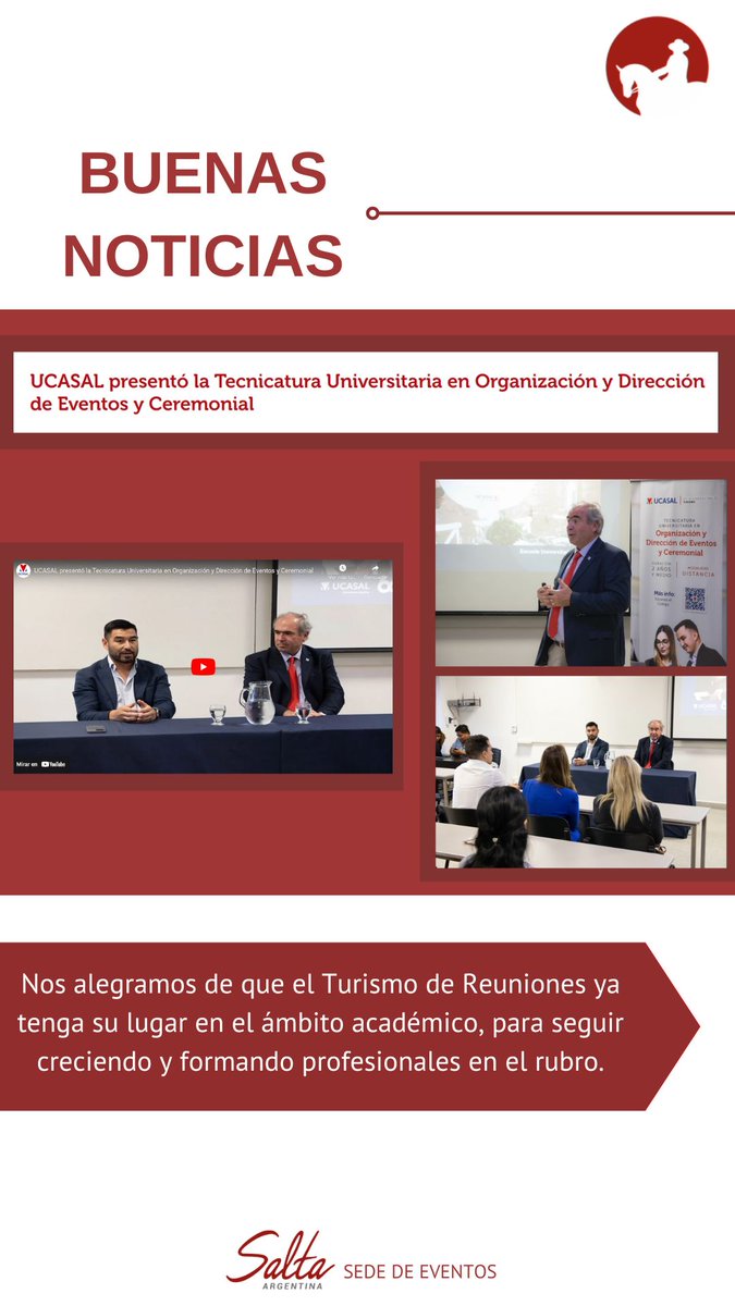 Nos alegramos de que el Turismo de Reuniones ya tenga su lugar en el ámbito académico, para seguir creciendo y formando profesionales en el rubro. Mas info en el siguiente link ucasal.edu.ar/noticias/notic…
