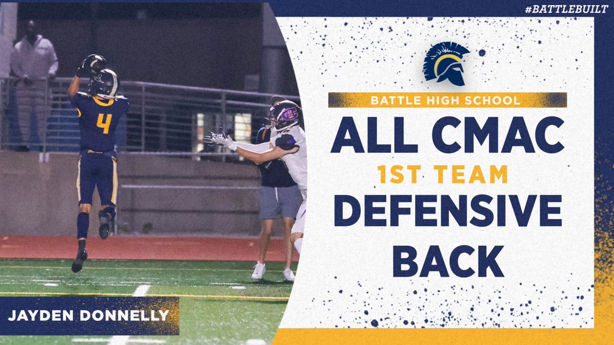 Congratulations to our Battle Spartans Football Players that earned 1st Team All-Conference Honors! 
Alijah Jackman - LB 
Daqual Wright - WR 
Gabe Truss - DL 
Jayden Donnelly - DB 
Vernell Holt Jr - Punter