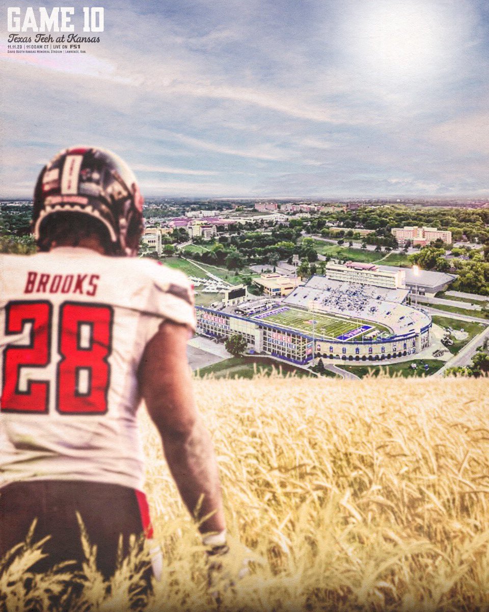 TexasTechFB's tweet photo. Showdown on the Plains. 🌾

Game 10 » at KU | #WreckEm https://t.co/PmMCMJC4Fy