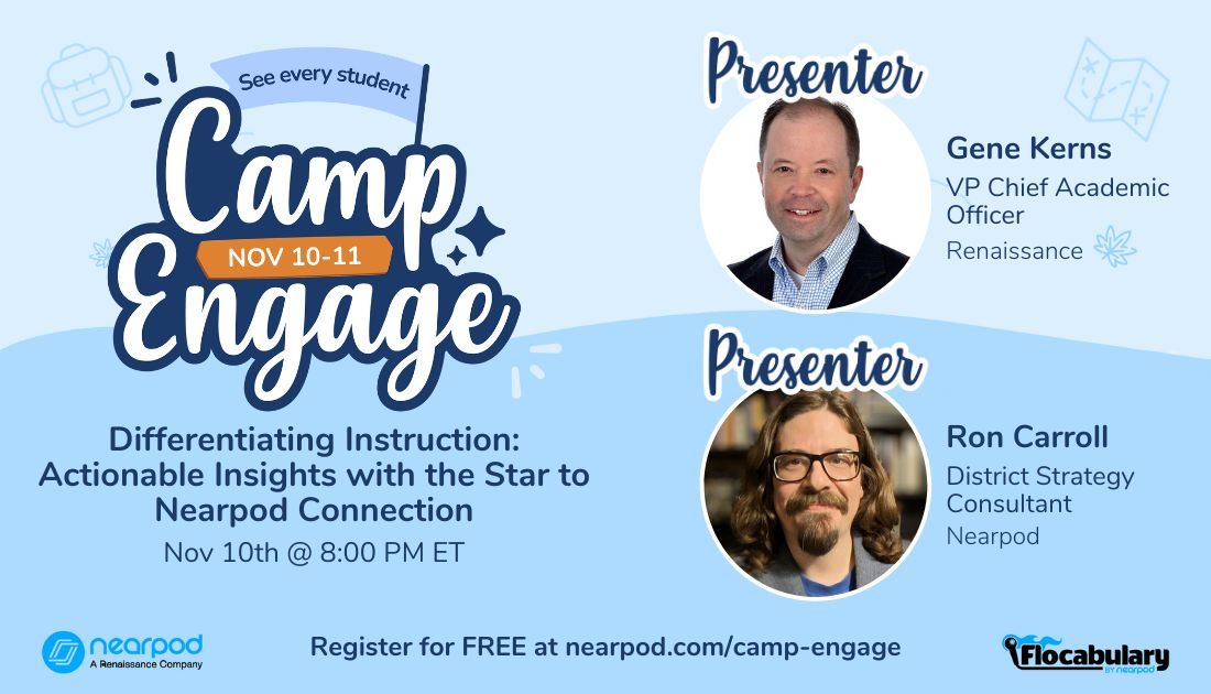 Use Star Assessments with your students? Come to #CampEngage and learn how to take actionable steps on your students' data with @Nearpod as part of your instruction! Register now to save your seat! 👉 bit.ly/3a73uPs