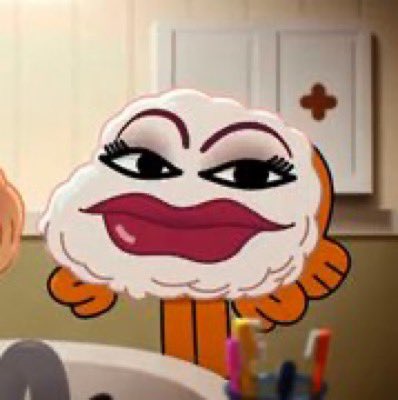 darwin fish from amazing world of gumball wearing caked on makeup full glam hands on hips proud