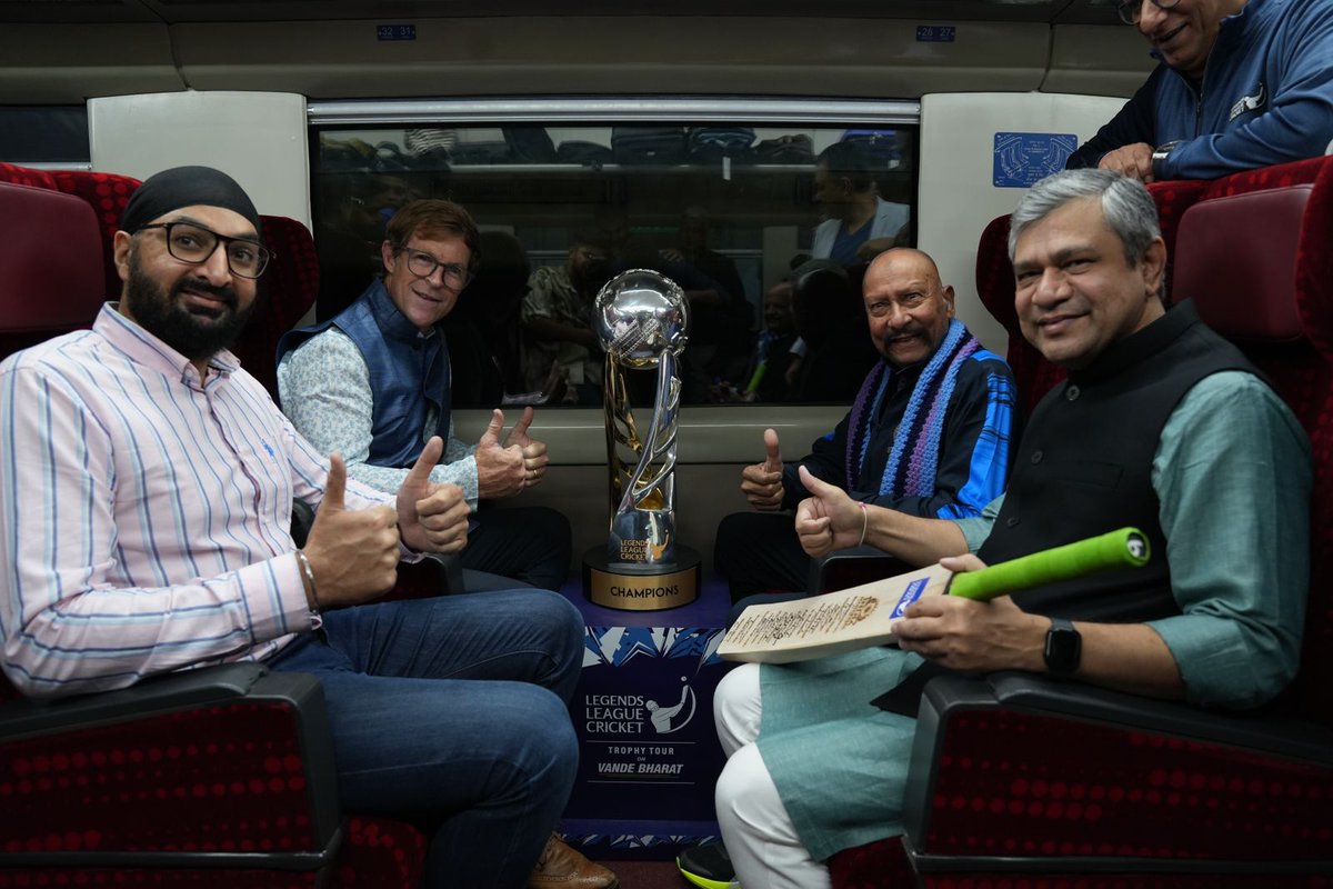 Partnerships are so important in cricket, at every level, and so I am very grateful to @AshwiniVaishnaw for this wonderful partnership that has just started with @llct20 and @RailMinIndia #trophytour