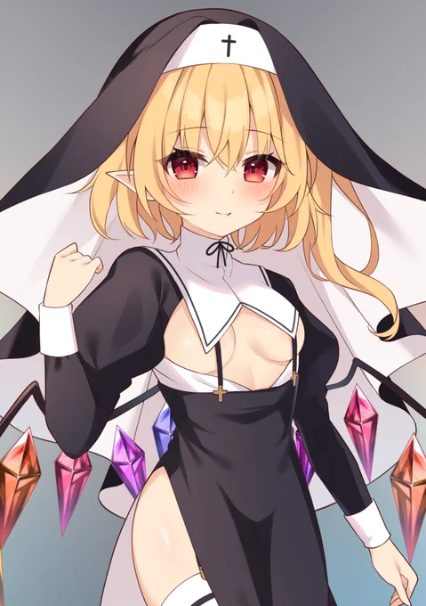 秋季例大祭で頒布されます あぶら畑(ATOM)グランテッド ( )さんの『東方ハロウィン、とりあえず悔い改めよ～粛～』に、フランちゃんで参加させていただきました たくし上げフランちゃんが収録されています! #とりあえず悔い改めよ  スペース:く21ab  →