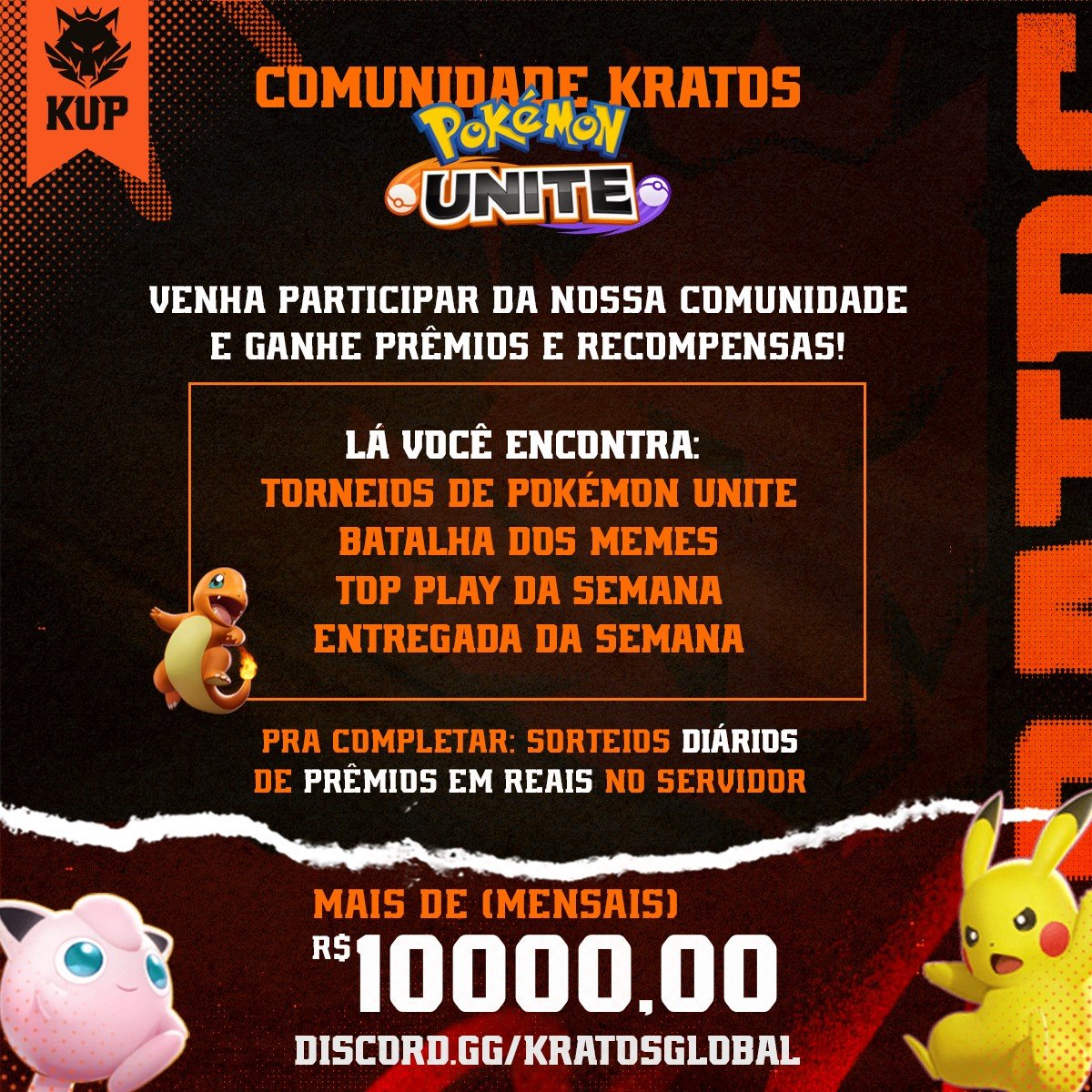 SEJAM BEM-VINDOS À COMUNIDADE KRATOS DE POKEMON UNITE: 
- Faça o cadastro no site: bit.ly/3Sufz4M 
- Entre no discord e faça seu cadastro: discord.gg/kratosglobal 
-Selecione "Finzteren" como influencer se veio daqui =D
Fique de olho no discord pra acompanhar os eventos