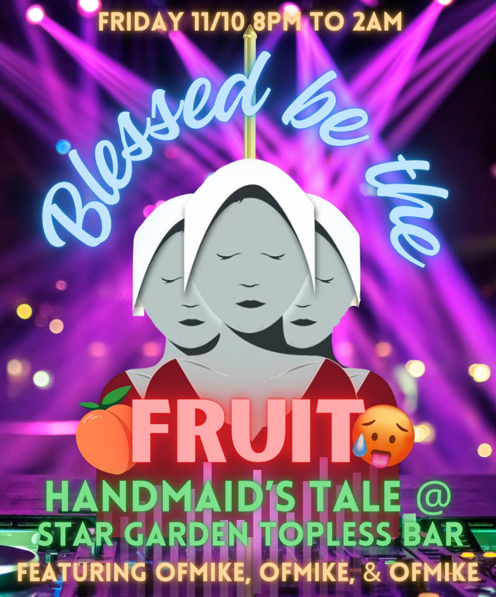 nicolefeste's tweet photo. When your strip club manager acts like a commander from a puritanical dystopia, you fulfill your end of his power trip fantasy and become a Handmaid!!! This Friday all of the union strippers at Star Garden will be referred to as Ofmike <3 Under His eye, may the NLRB open [a case] https://t.co/bYVr7WT7Xt